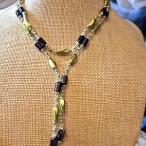 Elegant Green and Black Beaded Necklace